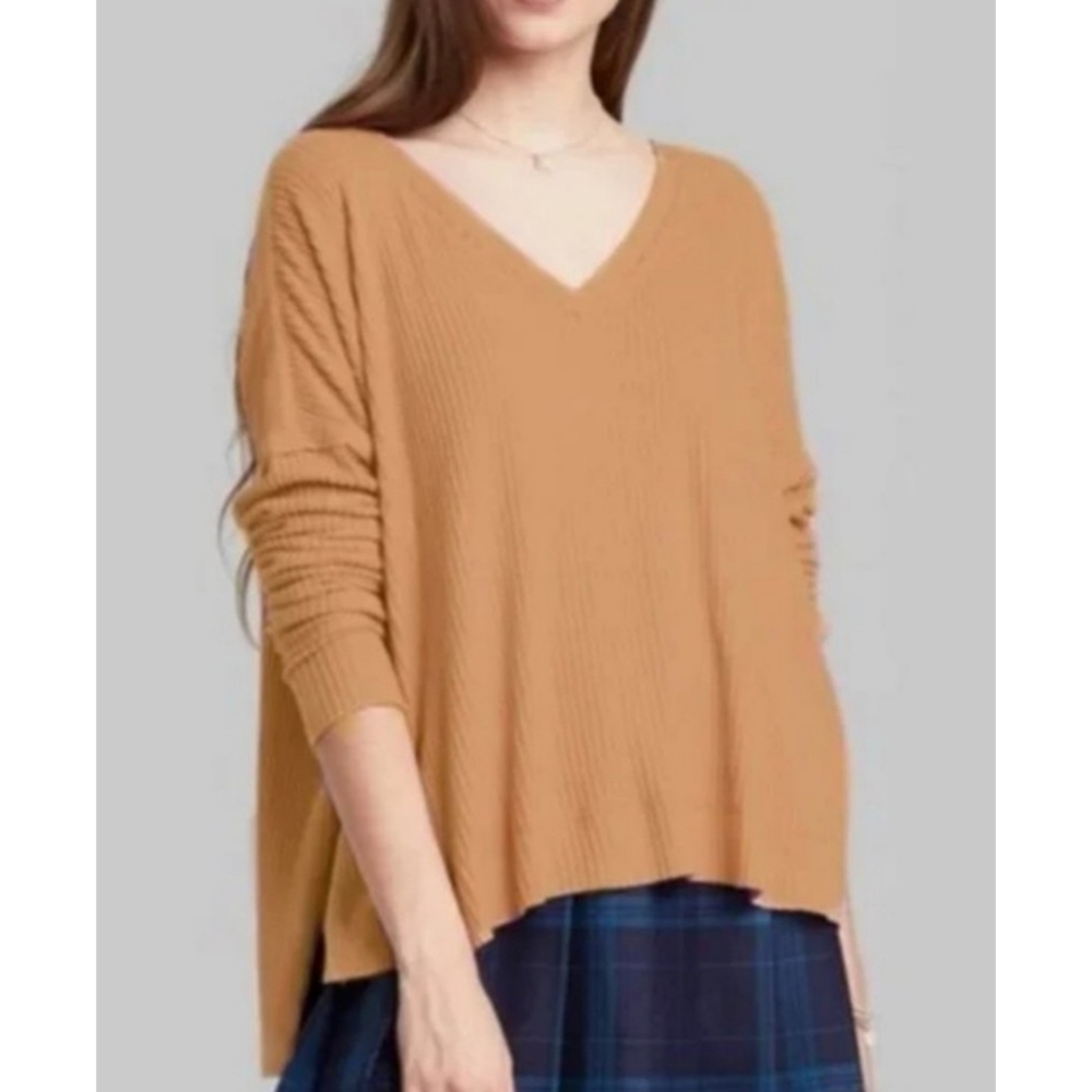 Wild Fable Super Soft Ribbed Long sleeve top Brown Size XS